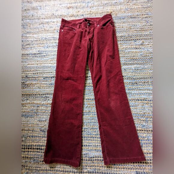 Vtg Express Corduroy Maroon Jeans Pants 6 Low Rise Bootcut Flare Made In Hong Ko - Picture 2 of 10